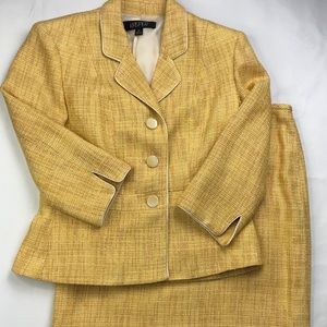 KASPER YELLOW TWEED SKIRT-SET SUIT Sz 8P JACKET